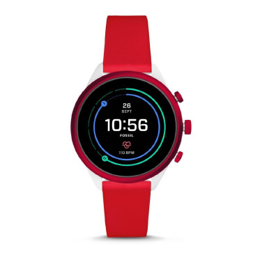 Bracelet de montre Montre intelligente Fossil FTW6052 Silicone Rouge 18mm